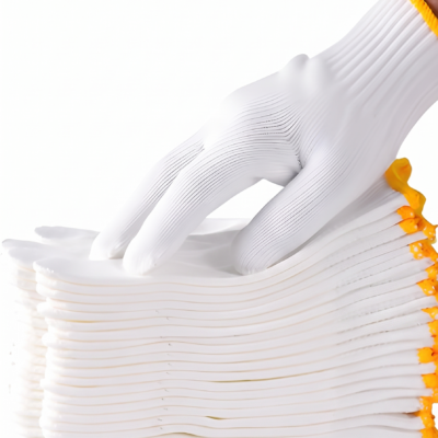 White cotton polyester knittedsafety gloves,suitable for gardening,warehouse,cooking work